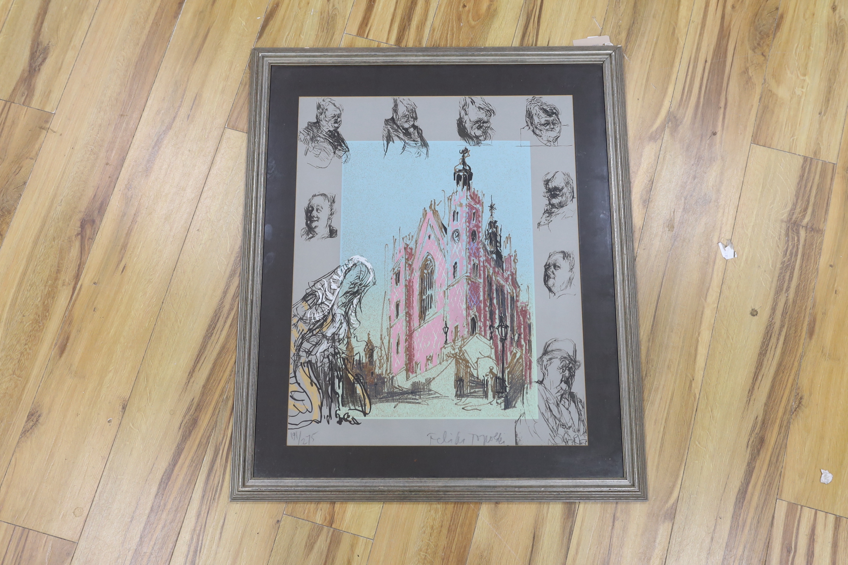 Feliks Topolski (1907-1989), limited edition print, Inns of Court, signed in pencil, 191/275, 65 x 51cm